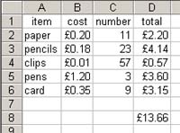 example spreadsheet